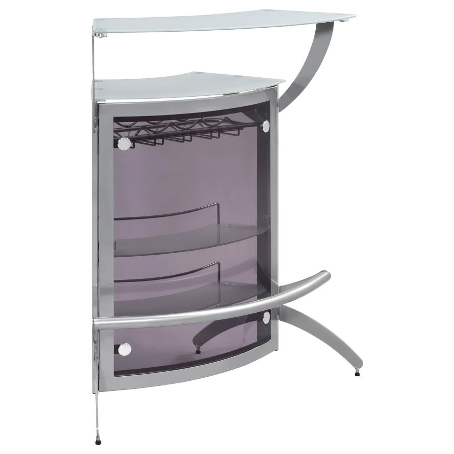 (image for) Dallas 2-shelf Curved Freestanding Home Bar Cabinet Silver