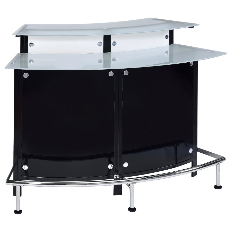 (image for) Keystone Curved Glass Top Home Bar Wine Cabinet Black