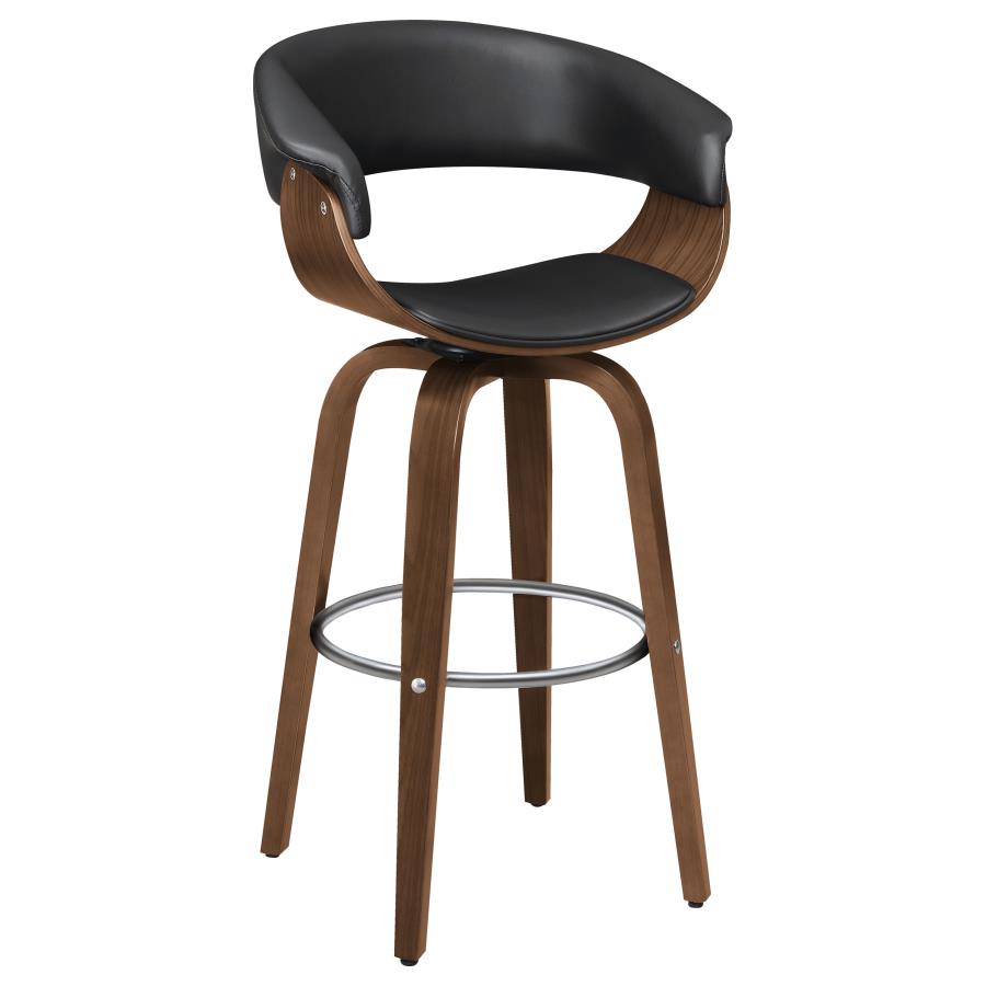 (image for) Zion Upholstered Swivel Bar Stool Walnut and Black