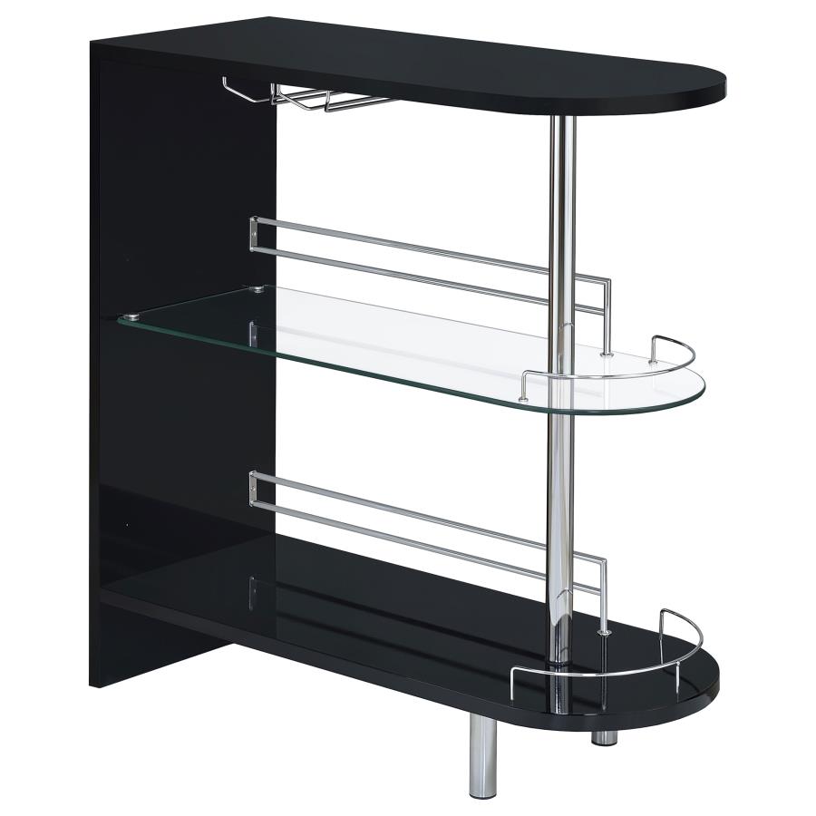 (image for) Adolfo Rectangular 2-tier Home Bar Table Black High Gloss