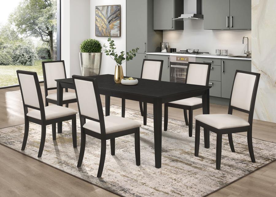 (image for) Louise 7-piece Rectangular Extension Leaf Dining Set Black