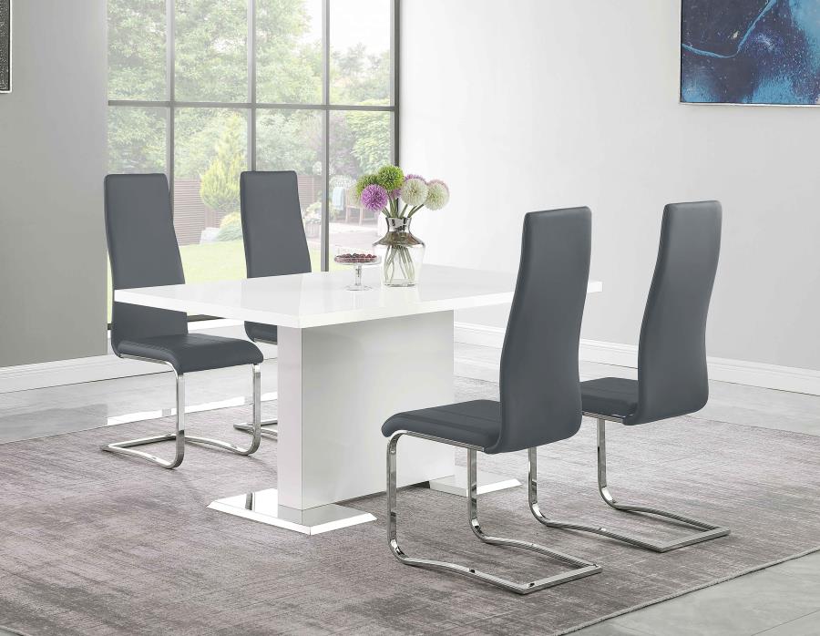 (image for) Anges 5-piece Dining Table Set White High Gloss and Grey