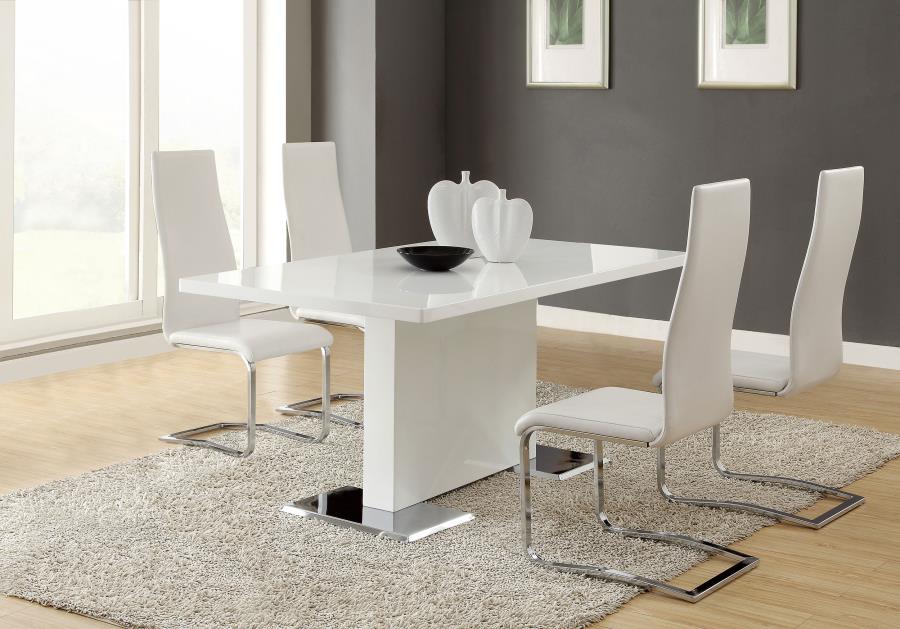 (image for) Anges 5-piece Dining Table Set White High Gloss and White