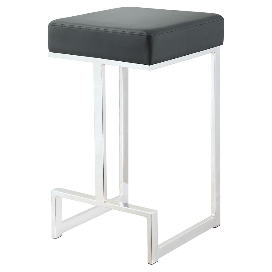 (image for) Gervase Square Counter Height Stool Black and Chrome