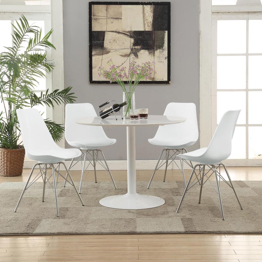 (image for) Lowry 5-piece Round Dining Table Set White