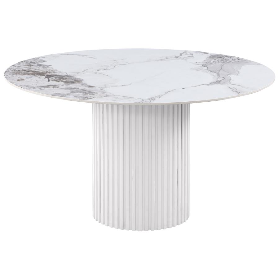 (image for) Acadia Round 53-inch Sintered Stone Top Dining Table White