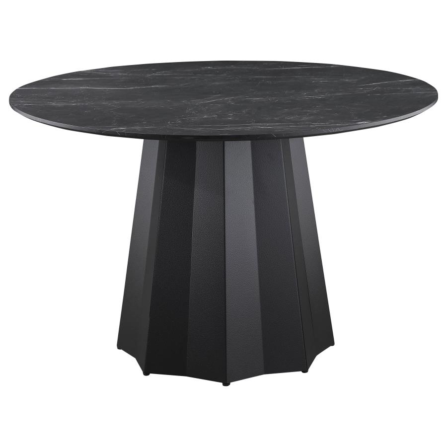 (image for) Camden Round 48-inch Faux Marble Top Dining Table Black