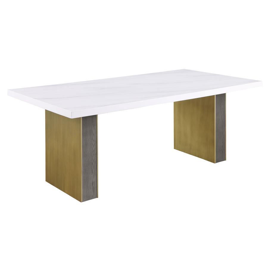 (image for) Carla 80-inch Cultured Carrara Marble Top Dining Table White