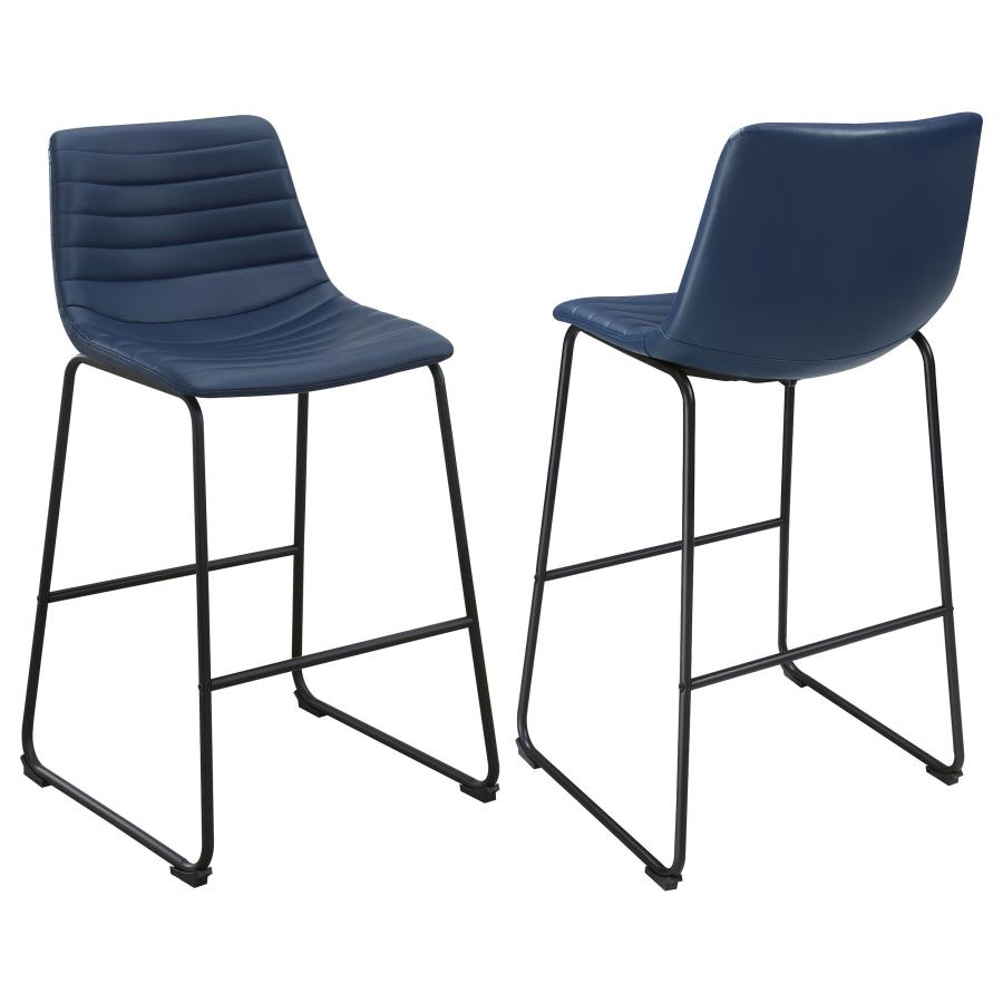 (image for) Zuni Faux Leather Upholstered Counter Chair Blue (Set of 2)