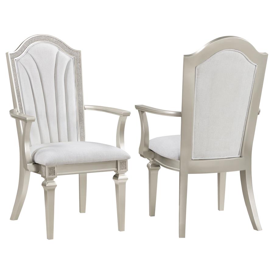 (image for) Evangeline Wood Dining Arm Chair Silver Oak (Set of 2)