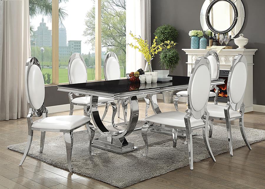 (image for) Antoine 7-piece Rectangular Glass Top Dining Set Chrome