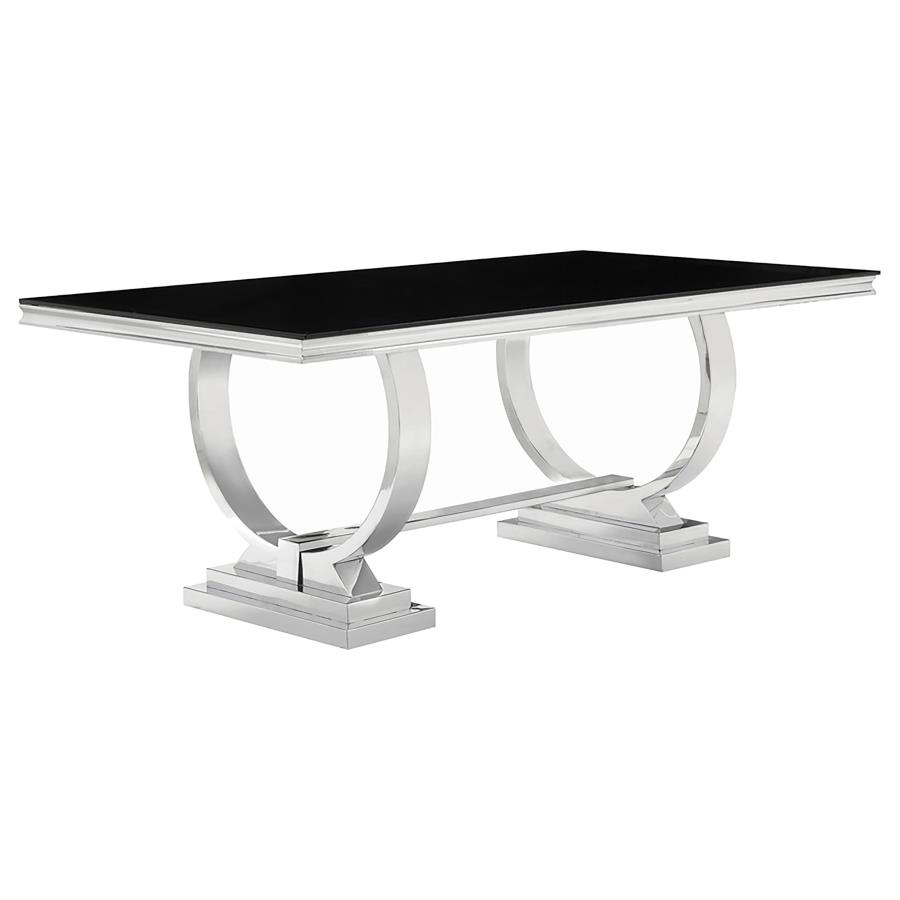 (image for) Antoine Rectangular 95-inch Glass Top Dining Table Black