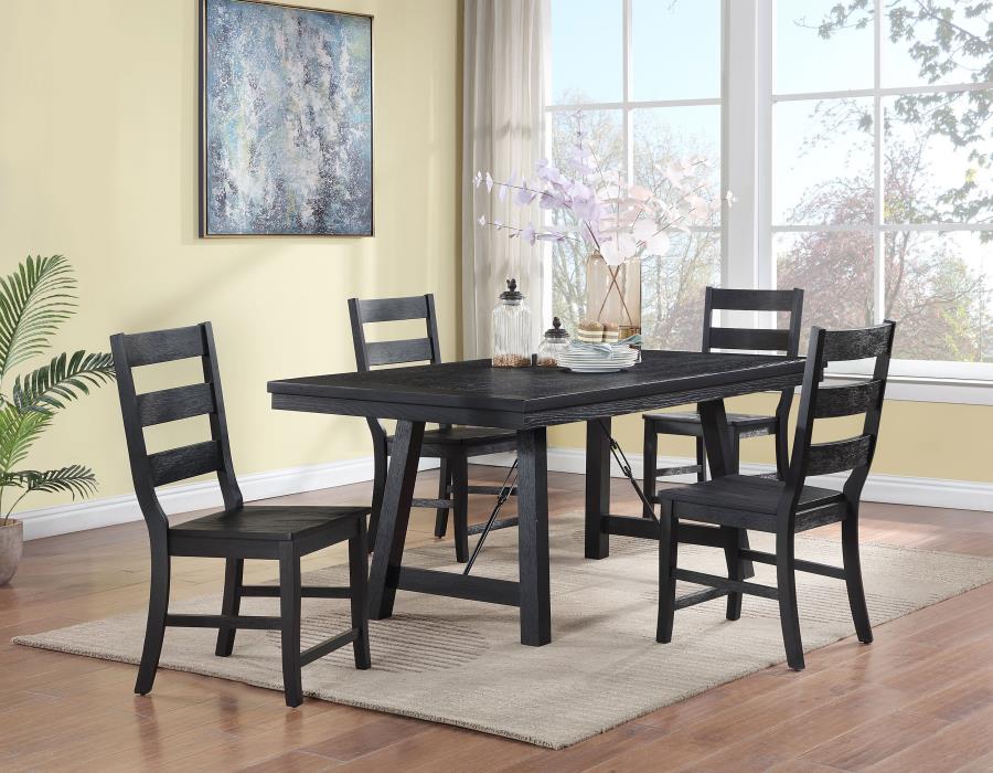 (image for) Newport 5-piece Rectangular Trestle Dining Table Set Black