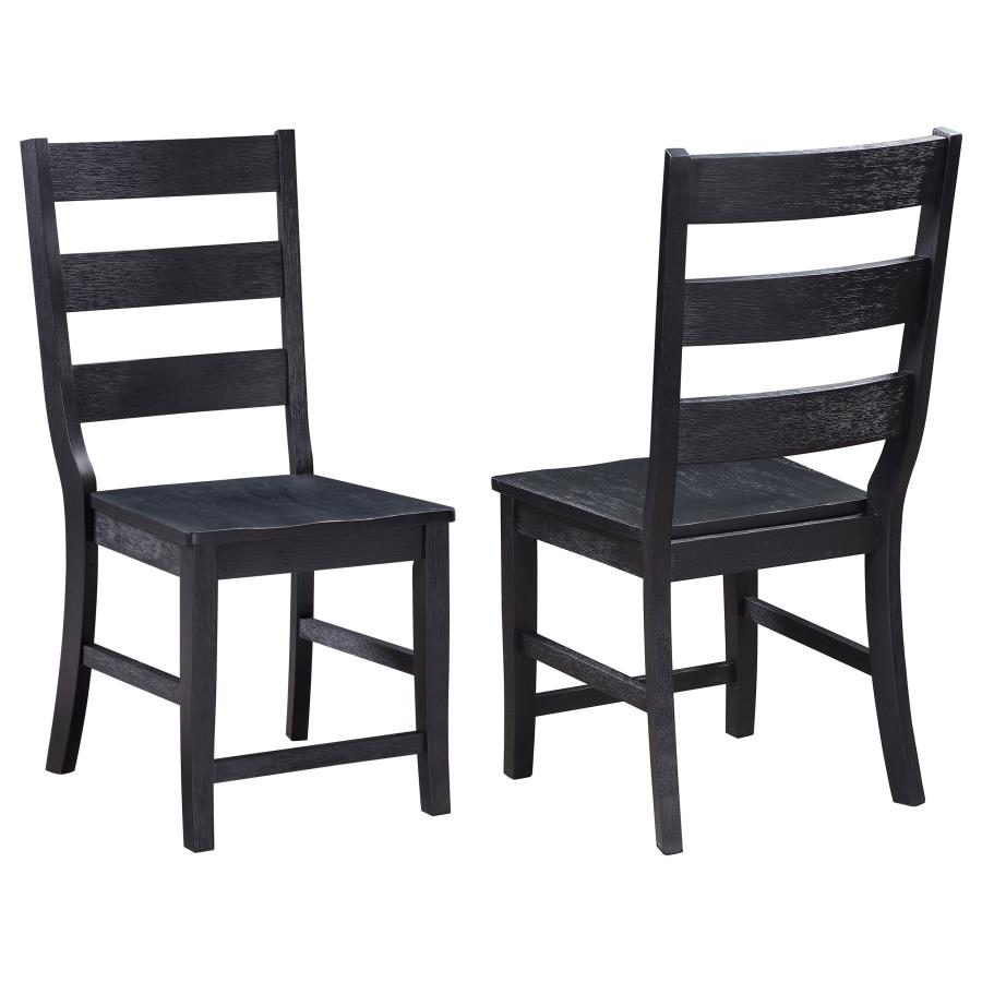 (image for) Newport Ladder Back Wood Dining Side Chair Black (Set of 2)