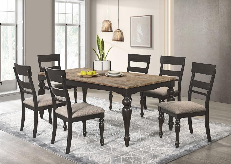 (image for) Bridget 7-piece Rectangular Dining Set Charcoal Sand Through