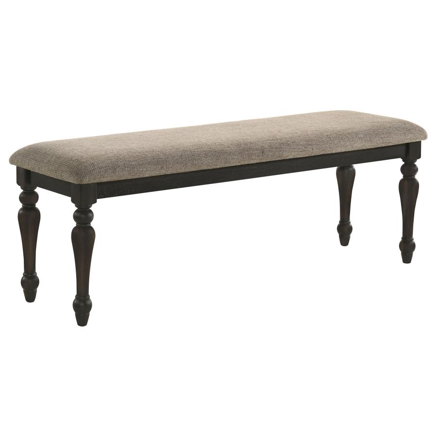 (image for) Bridget Fabric Upholstered Dining Bench Stone and Charcoal