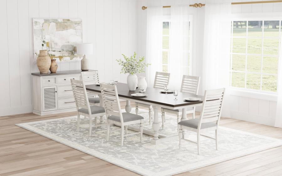 (image for) Aventine 7-piece Extension Leaf Dining Set Vintage White