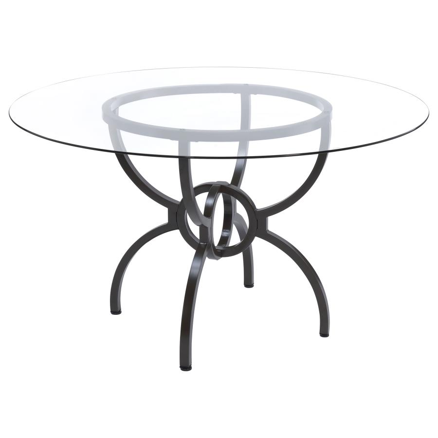 (image for) Aviano Round 48-inch Glass Top Metal Dining Table Gunmetal