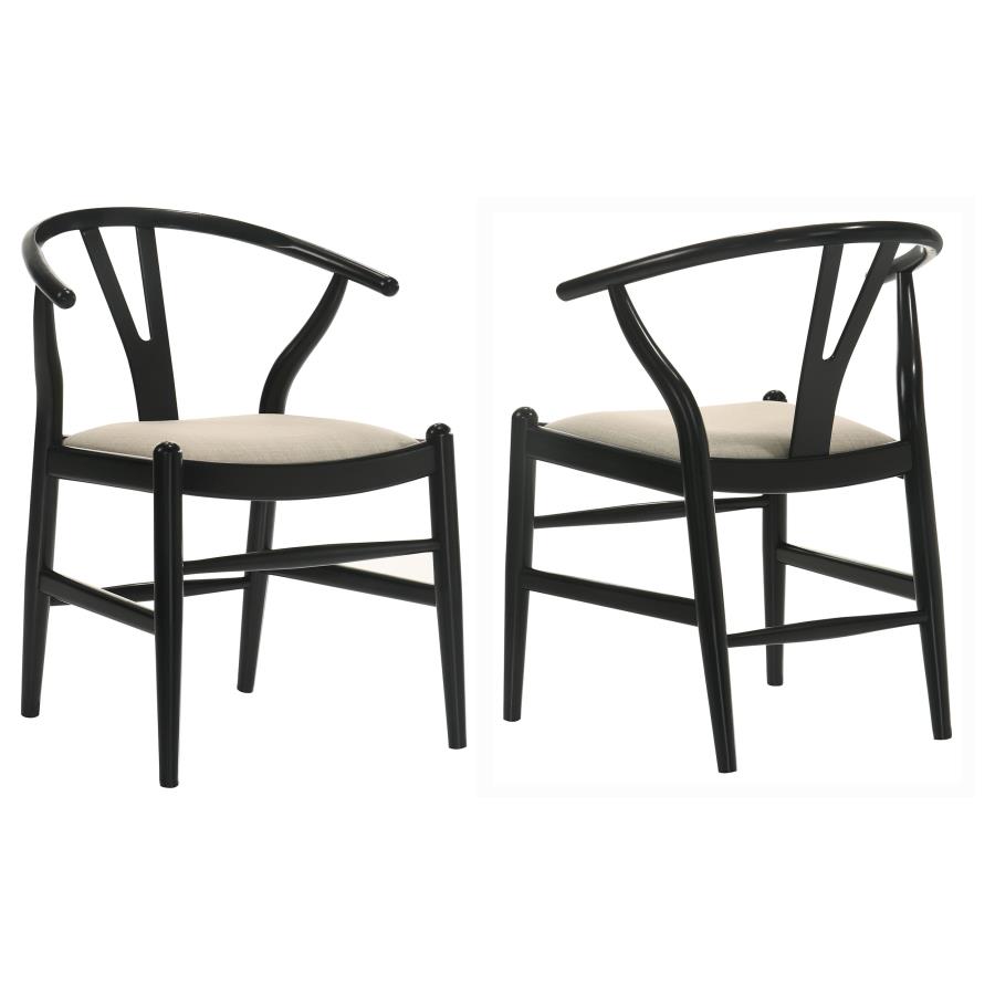 (image for) Dinah Wood Wishbone Dining Side Chair Black (Set of 2)