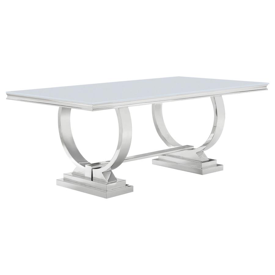 (image for) Antoine Rectangular 95-inch Glass Top Dining Table White