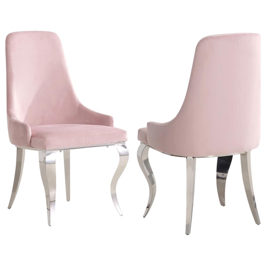 (image for) Antoine Velvet Upholstered Dining Side Chair Pink (Set of 2)