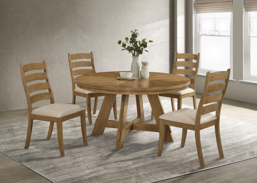 (image for) Danvers 5-piece Dining Table Set Brown Oak and Beige