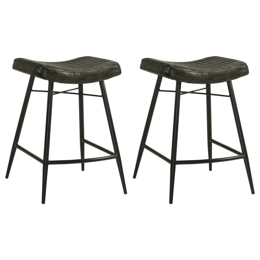 (image for) Bayu Leather Upholstered Counter Stool Espresso (Set of 2)