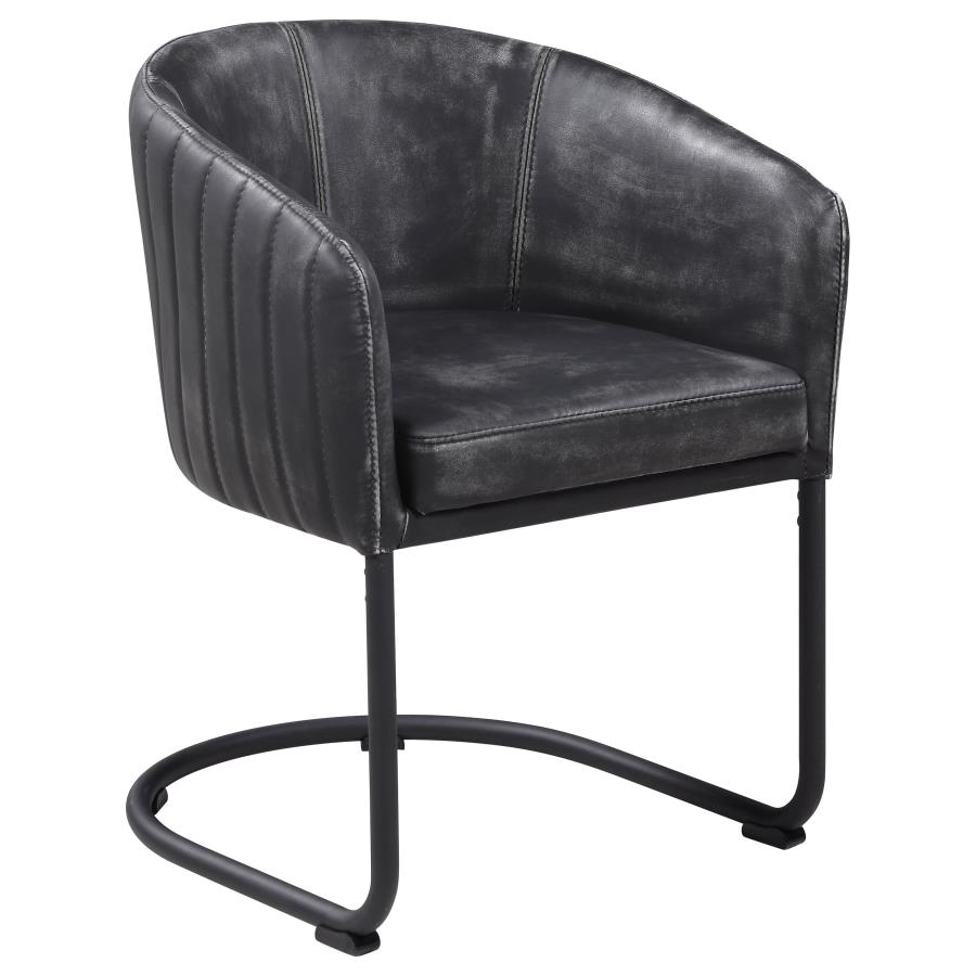 (image for) Banner Leatherette Upholstered Dining Arm Chair Anthracite