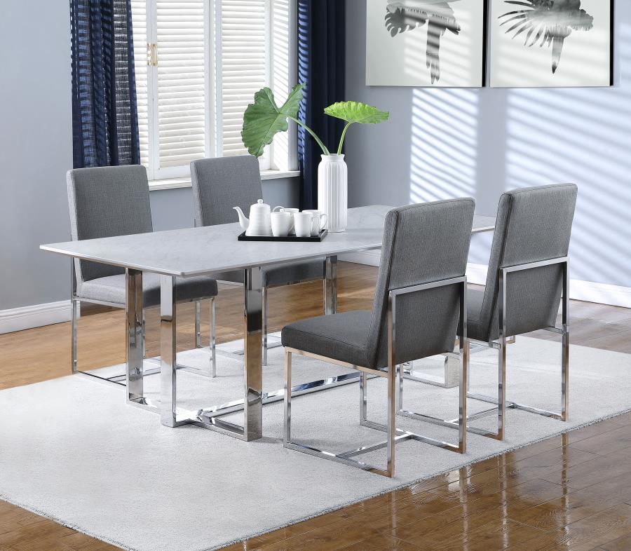 (image for) Annika 5-piece Rectangular Dining Set White and Chrome