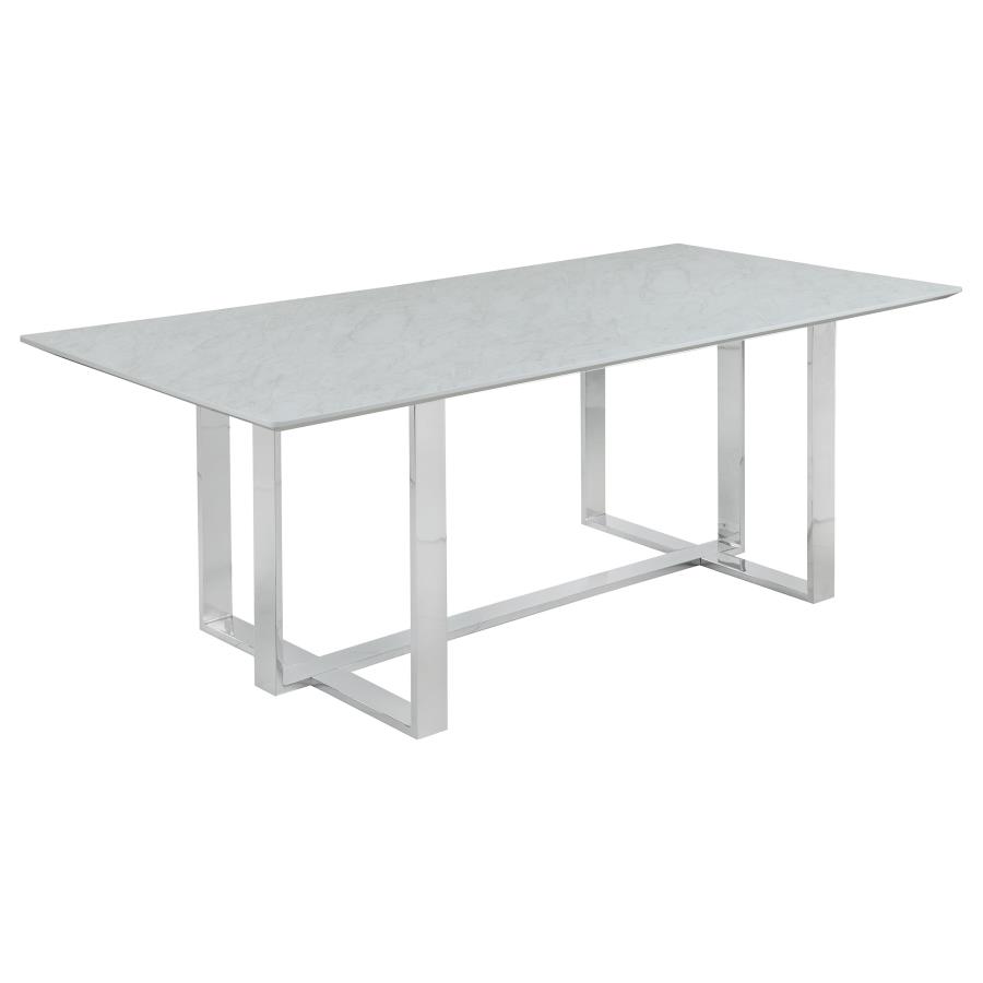 (image for) Annika Rectangular Glass Top Dining Table White and Chrome