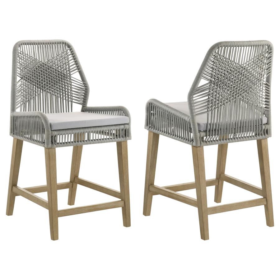 (image for) Nakia Woven Rope Counter Chair with Cushion Grey (Set of 2)