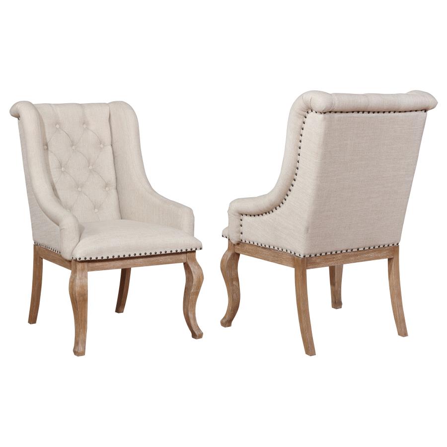 (image for) Brockway Upholstered Arm Chair Barley Brown (Set of 2)