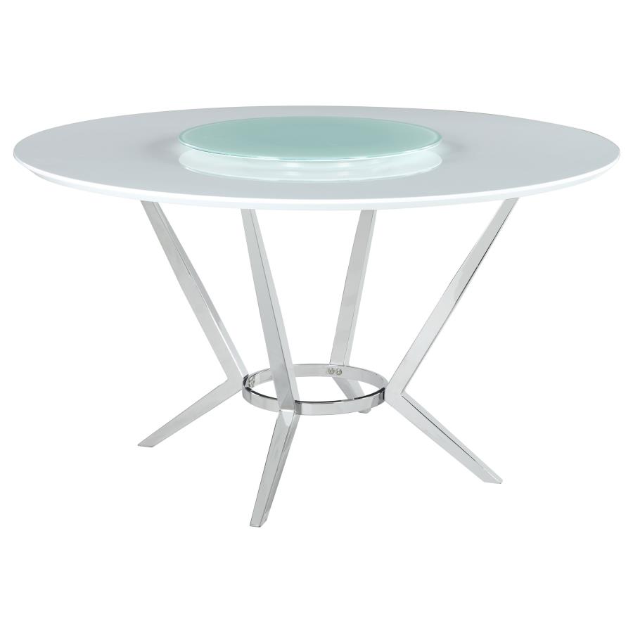 (image for) Abby Round 54-inch Lazy Susan Dining Table White High Gloss