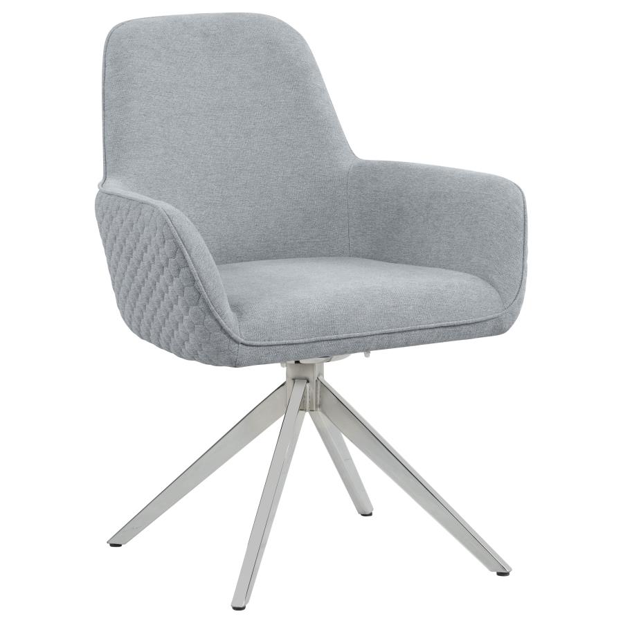 (image for) Abby Fabric Upholstered Swivel Dining Arm Chair Light Grey