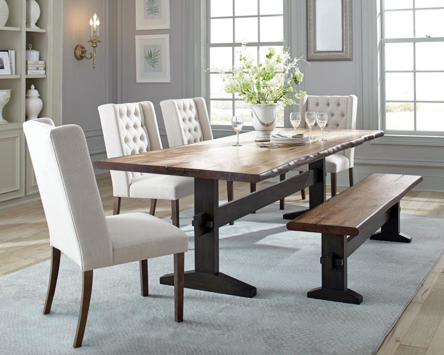 (image for) Bexley 6-piece Rectangular Live Edge Dining Table Set Honey