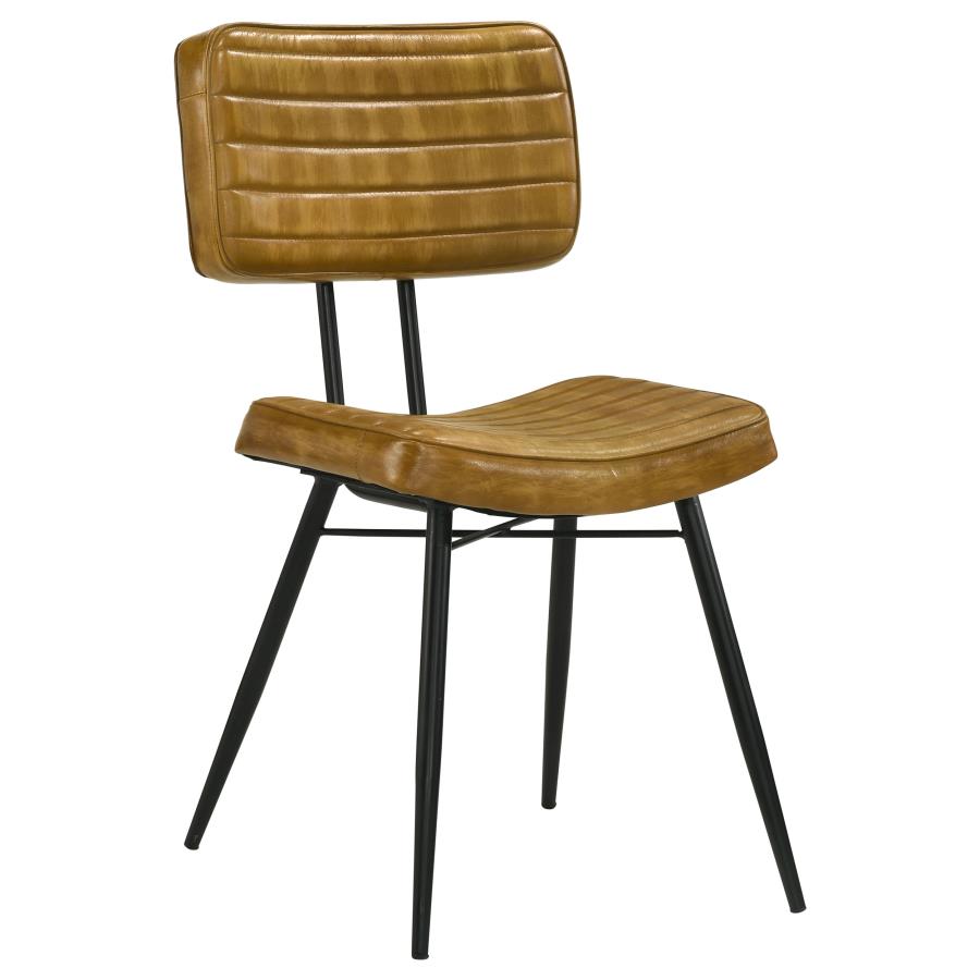 (image for) Misty Leather Upholstered Dining Side Chair Camel (Set of 2)