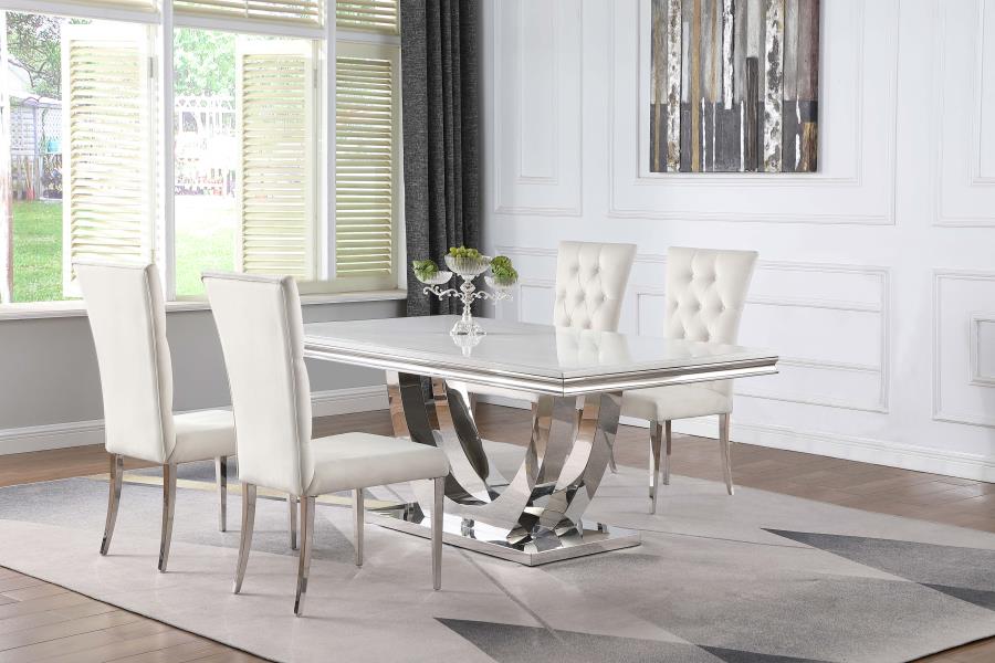 (image for) Kerwin 5-piece Rectangular Dining Table Set White and Chrome