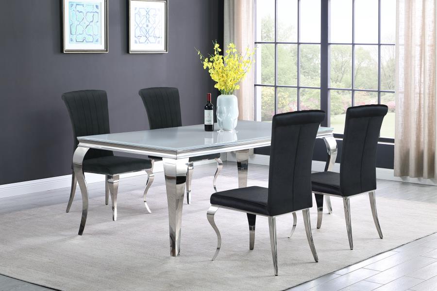 (image for) Carone 5-piece 81" Rectangular White Glass Dining Set Black