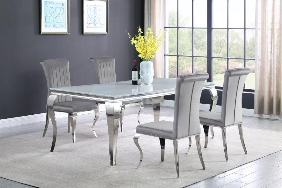 (image for) Carone 5-piece 81" Rectangular White Glass Dining Set Grey