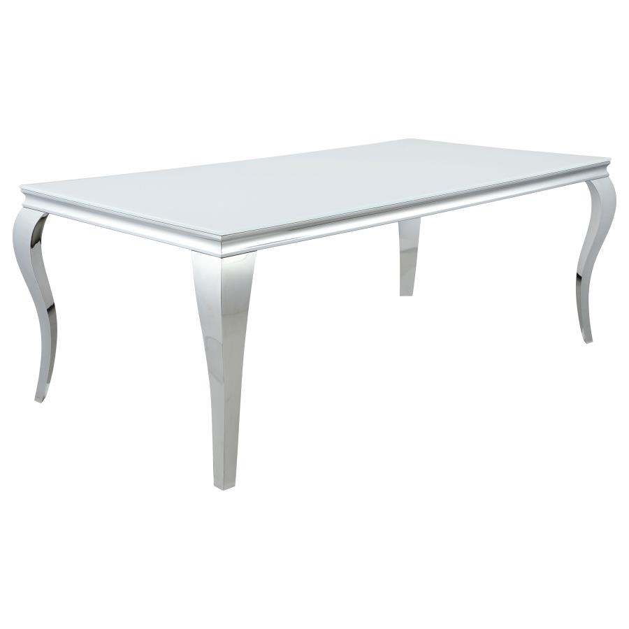 (image for) Carone Rectangular 81-inch Glass Top Dining Table White