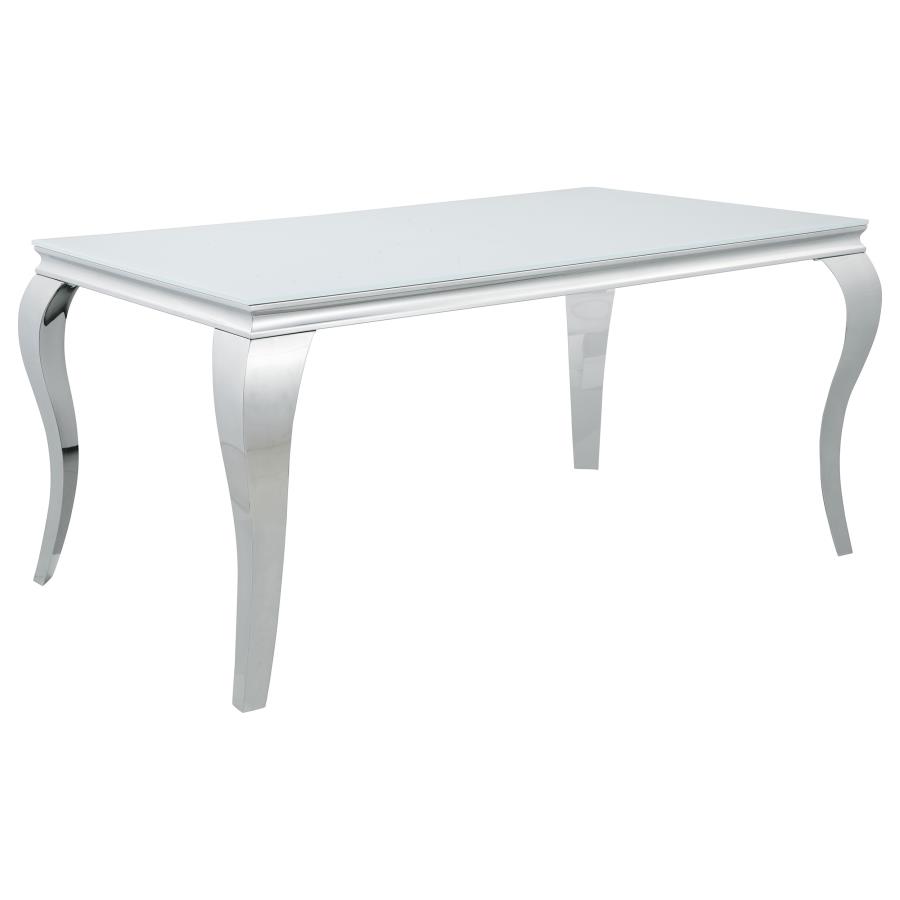 (image for) Carone Rectangular 61-inch Glass Top Dining Table White