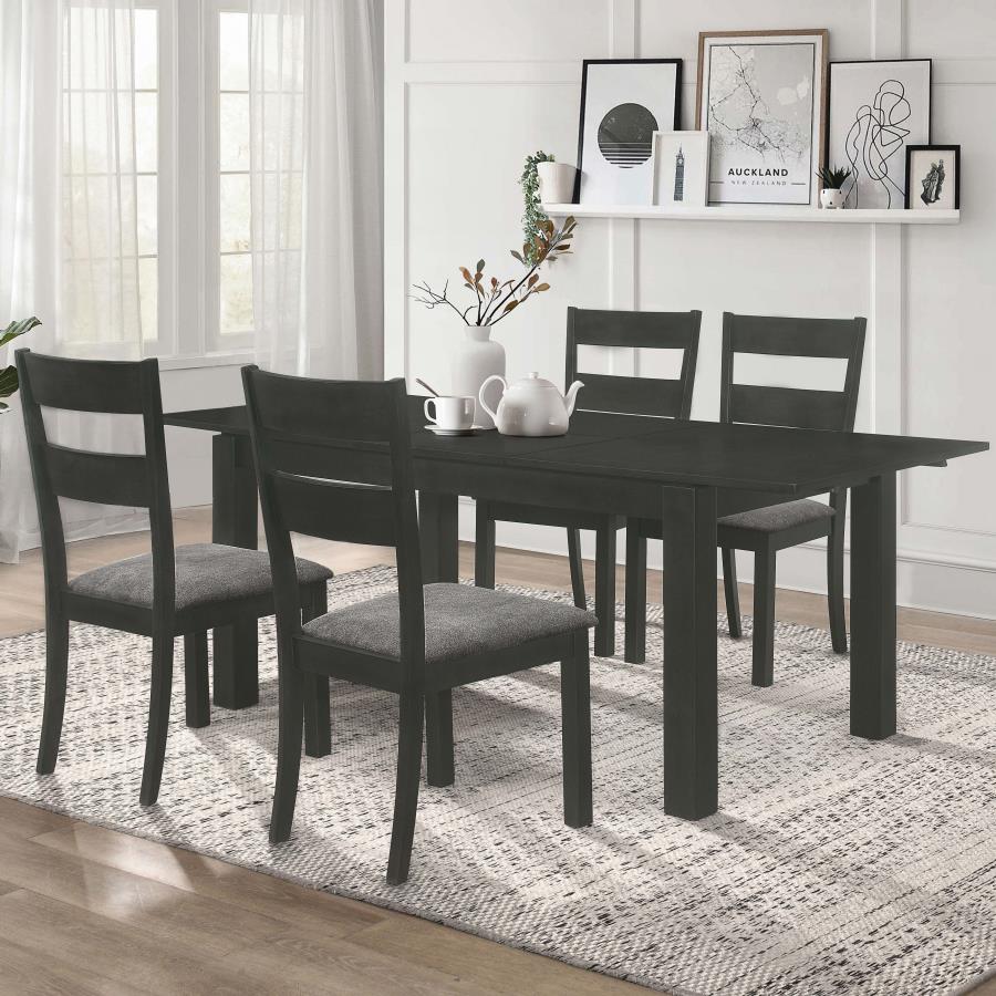 (image for) Jakob 5-piece Rectangular Extension Leaf Dining Set Black