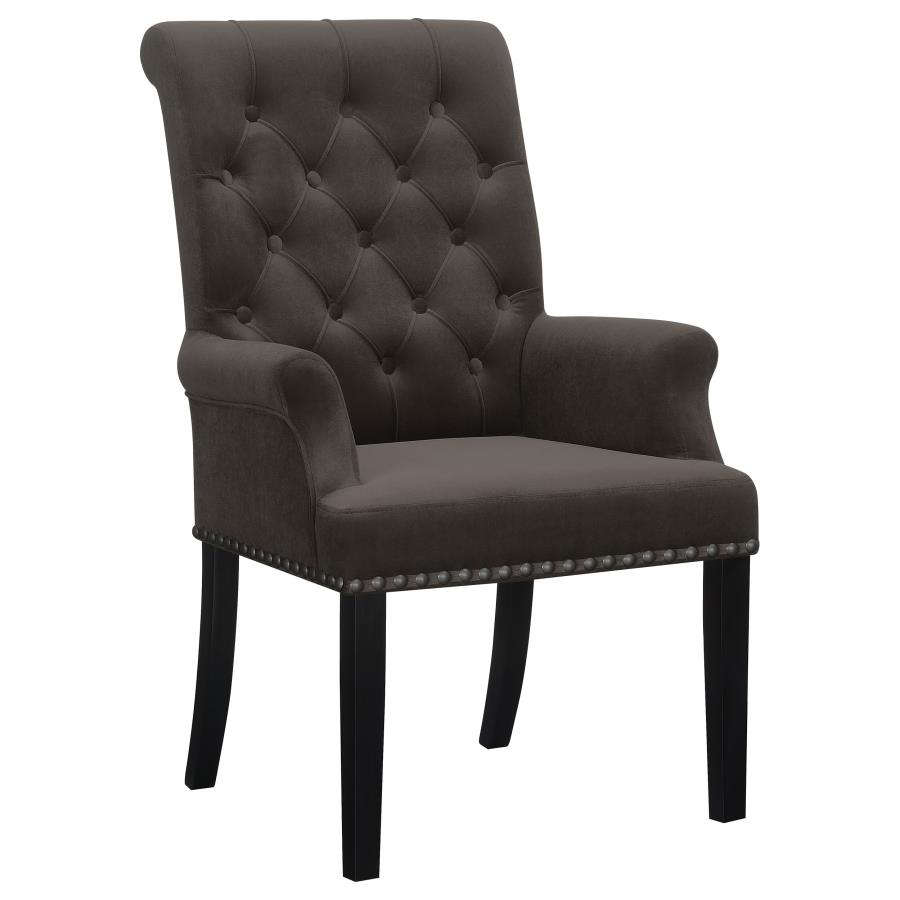 (image for) Alana Velvet Upholstered Dining Arm Chair Brown