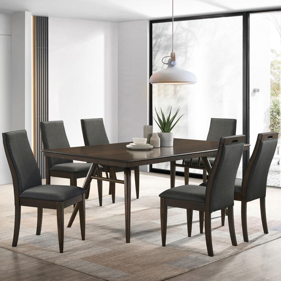 (image for) Wes 7-piece Rectangular Dining Table Set Dark Walnut