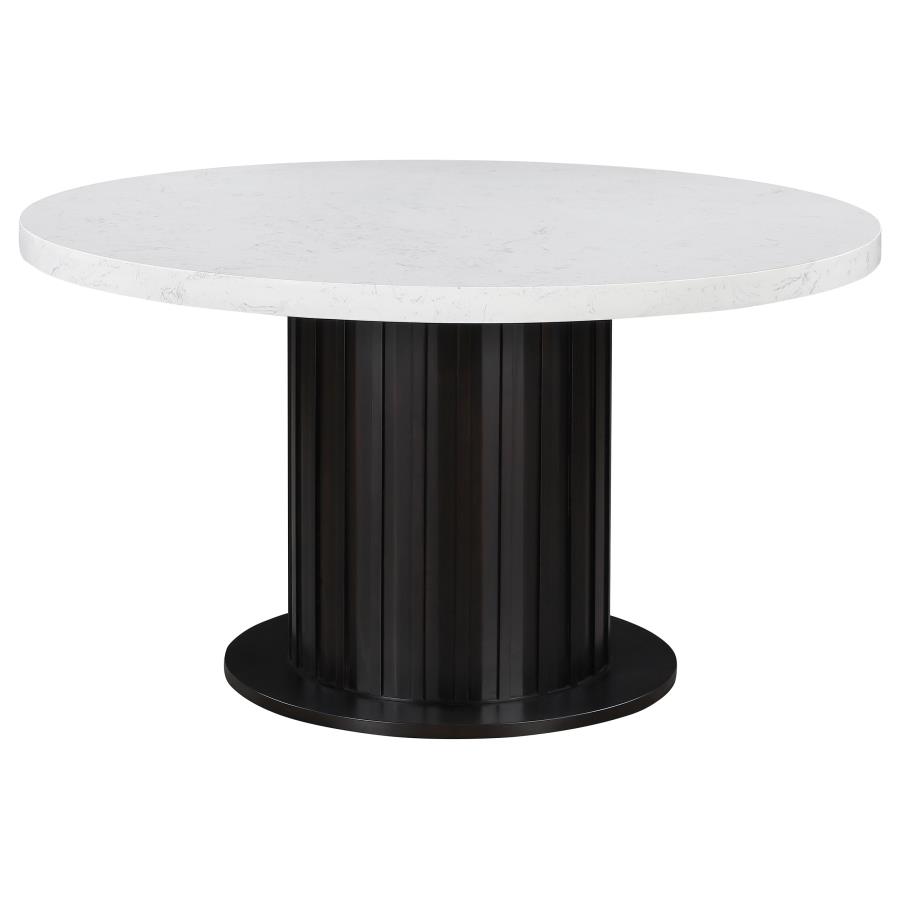 (image for) Sherry Round 54-inch Marble Top Dining Table Rustic Espresso