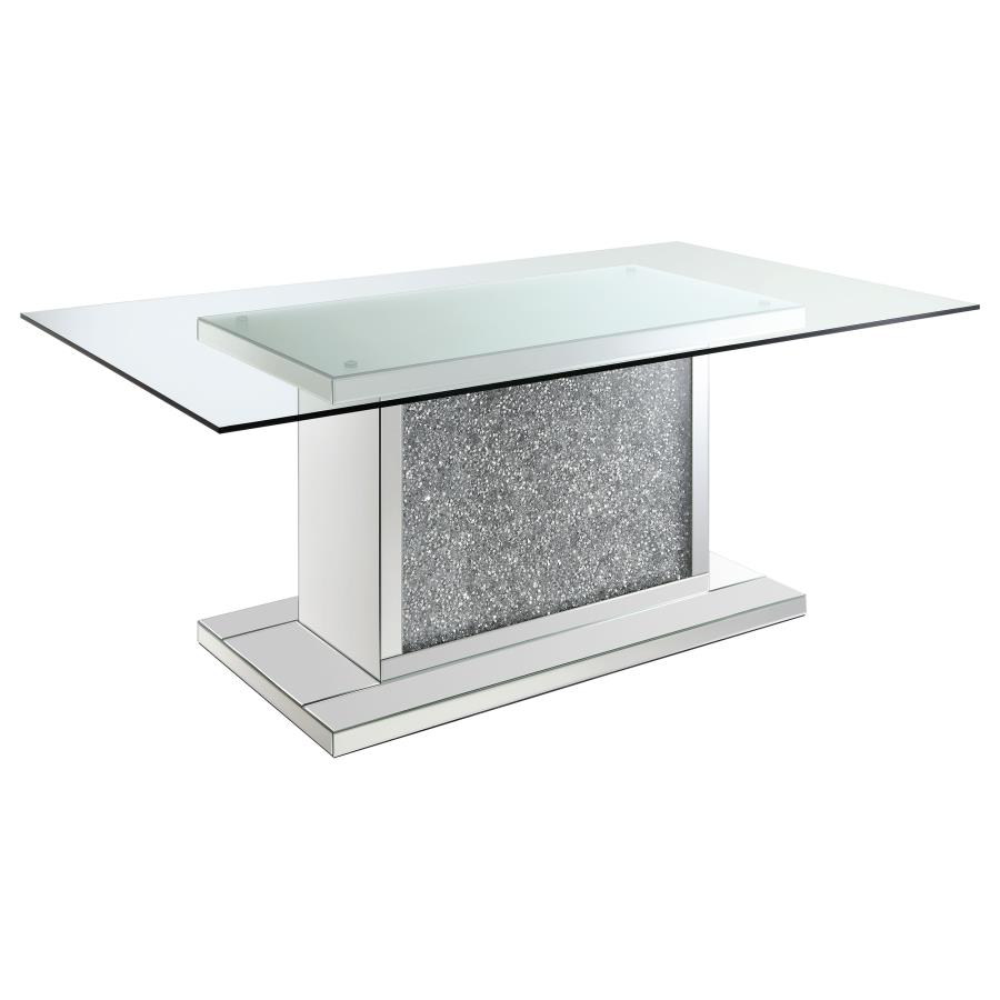 (image for) Marilyn Rectangular 72-inch Glass Top Dining Table Silver