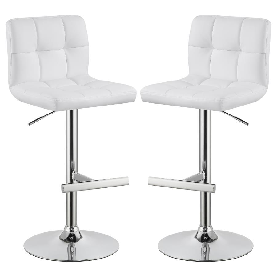 (image for) Lenny Upholstered Adjustable Bar Stool White (Set of 2)