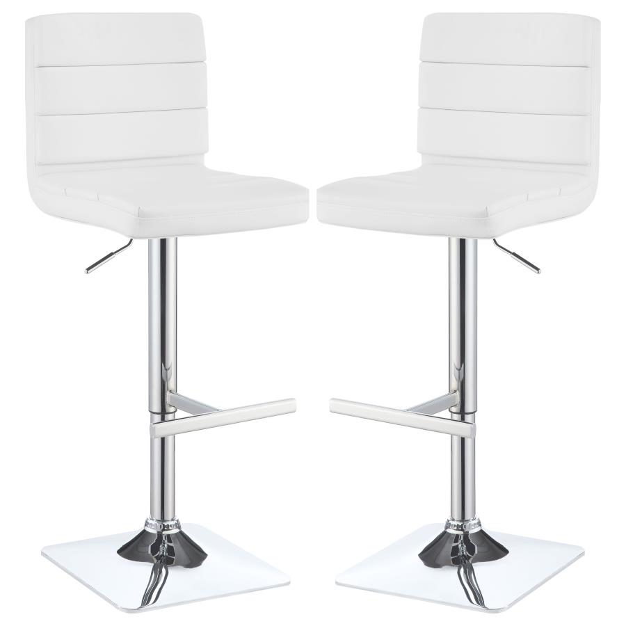 (image for) Bianca Upholstered Adjustable Bar Stool White (Set of 2)