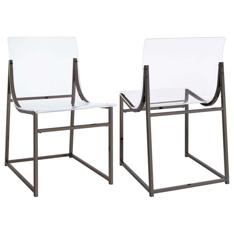 (image for) Adino Acrylic Dining Side Chair Black Nickel (Set of 2)