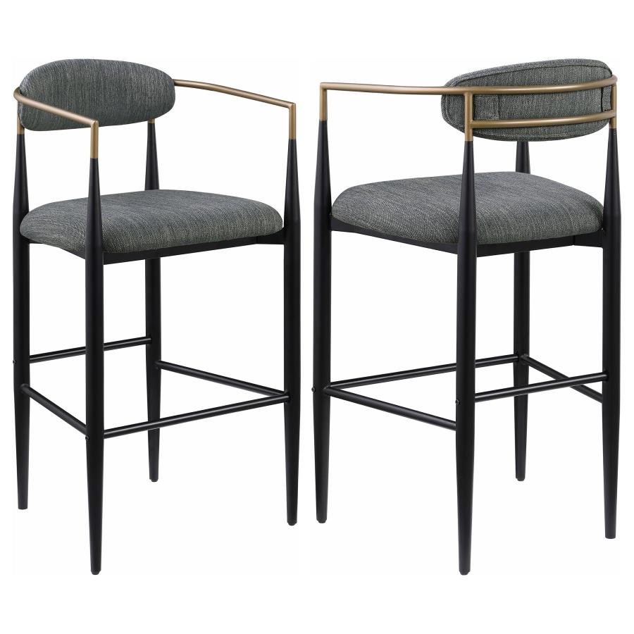 (image for) Tina Fabric Upholstered Bar Chair Dark Grey (Set of 2)